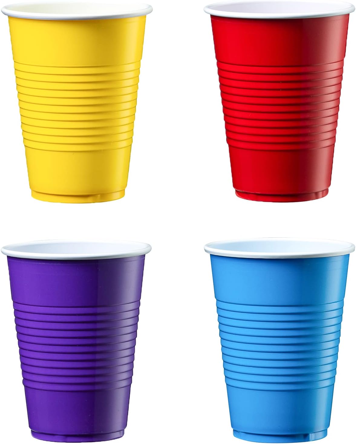 WORCOFY [50 Count] 9 oz. Disposable Party Plastic Cups - Assorted Colors Drinking Cups