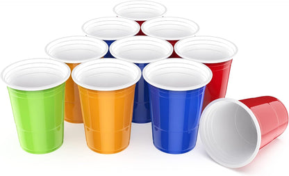 WORCOFY 52pcs Reusable Plastic Cups - Red Cup, Blue Cup, Orange, Green Cup, Disposable Cups Set for Garden Games, Outdoor Games, Hen Party, Holiday, BirthdaChristmas, Easter, New Year's Eve