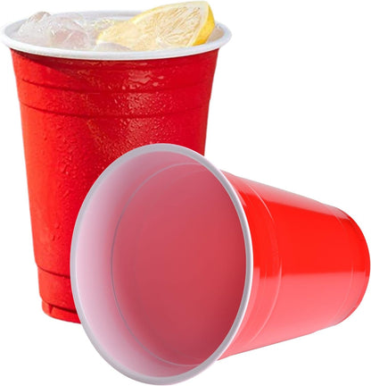 WORCOFY® Red Solo Party Cups - Plastic Cups Party Solo Cups 50Pcs (16oz) for Christmas Party and American Game, Plastic Red Cups Disposable, Reusable and Recyclable PP Material (16oz)