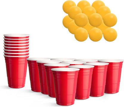 WORCOFY Cup Toss Game - 36 Reusable Plastic Cups and Balls Set - Versatile and Durable, Easy to Clean and Portable Tabletop Kit for Parties, Birthdays and Gatherings - Perfect for Indoor and Outdoor