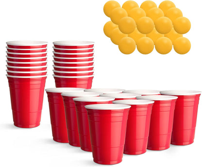 WORCOFY Cup Toss Game - 36 Reusable Plastic Cups and Balls Set - Versatile and Durable, Easy to Clean and Portable Tabletop Kit for Parties, Birthdays and Gatherings - Perfect for Indoor and Outdoor