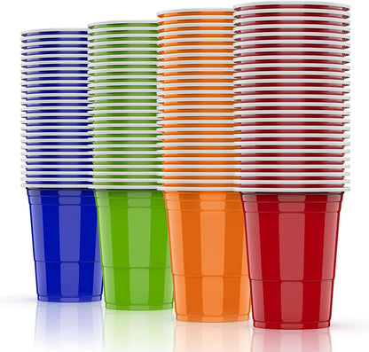 WORCOFY 52pcs Reusable Plastic Cups - Red Cup, Blue Cup, Orange, Green Cup, Disposable Cups Set for Garden Games, Outdoor Games, Hen Party, Holiday, BirthdaChristmas, Easter, New Year's Eve