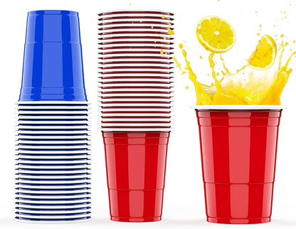 WORCOFY 52pcs Reusable Plastic Cups - Red Cup, Blue Cup, Orange, Green Cup, Disposable Cups Set for Garden Games, Outdoor Games, Hen Party, Holiday, BirthdaChristmas, Easter, New Year's Eve