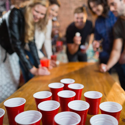 WORCOFY Cup Toss Game - 36 Reusable Plastic Cups and Balls Set - Versatile and Durable, Easy to Clean and Portable Tabletop Kit for Parties, Birthdays and Gatherings - Perfect for Indoor and Outdoor