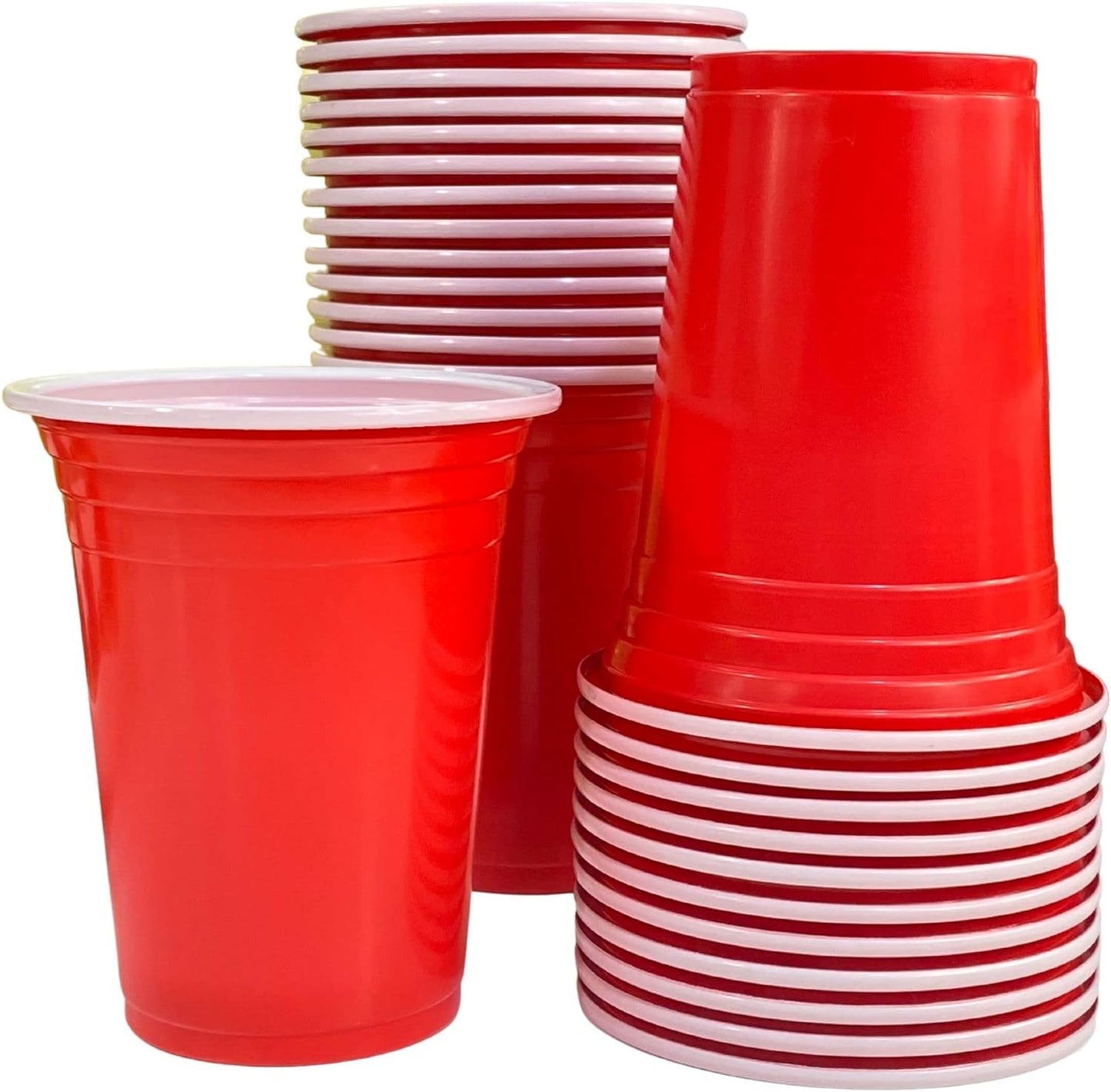 WORCOFY Red Plastic Cups Party - Red Cups 50Psc (12oz) Red Party Cups - Red Solo Cups for American Pie Games, Reusable PP Material Plastic Cups