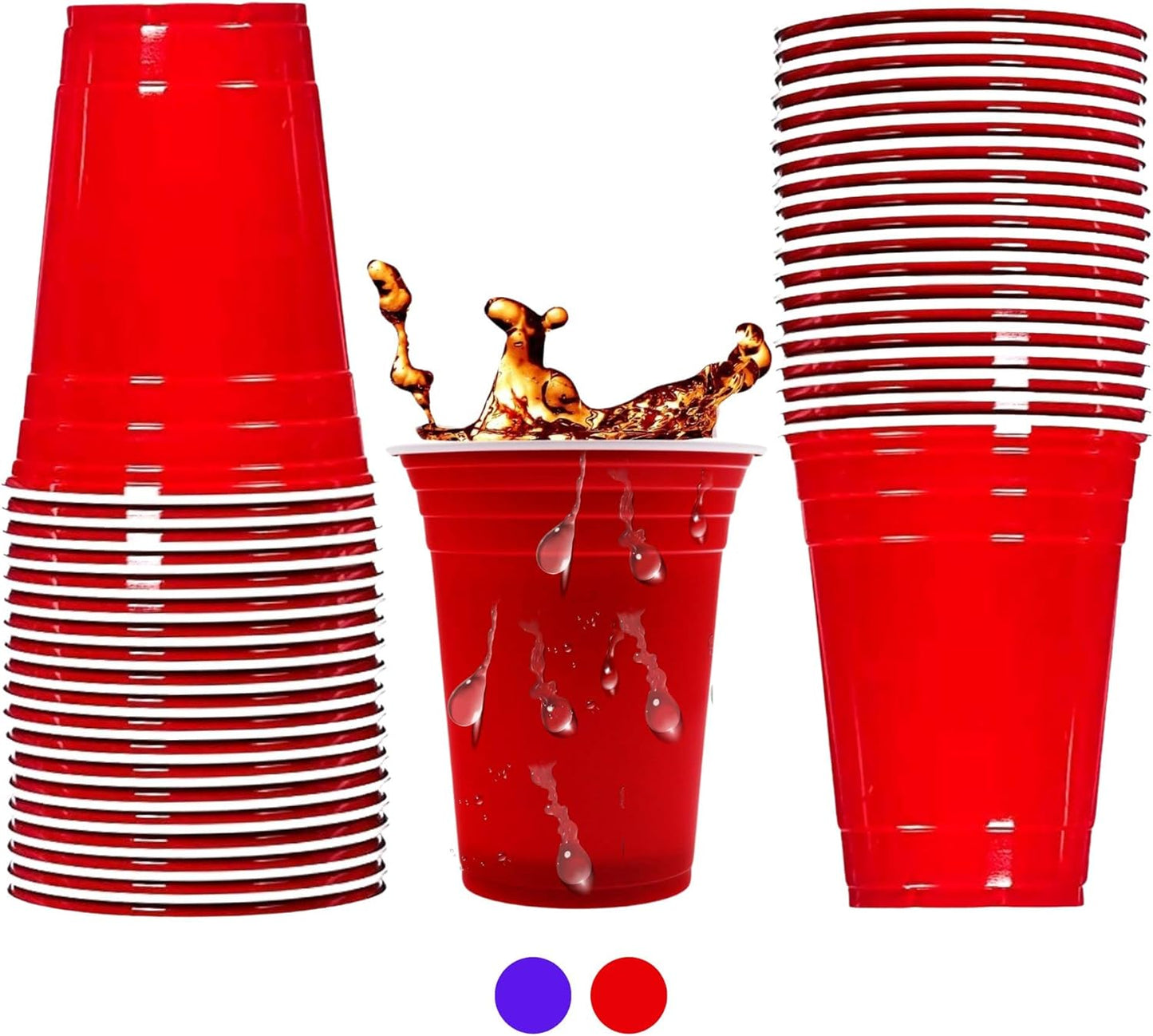 WORCOFY Red Solo Party Cups - 50PCS (12oz) for Christmas Party , Reuseable