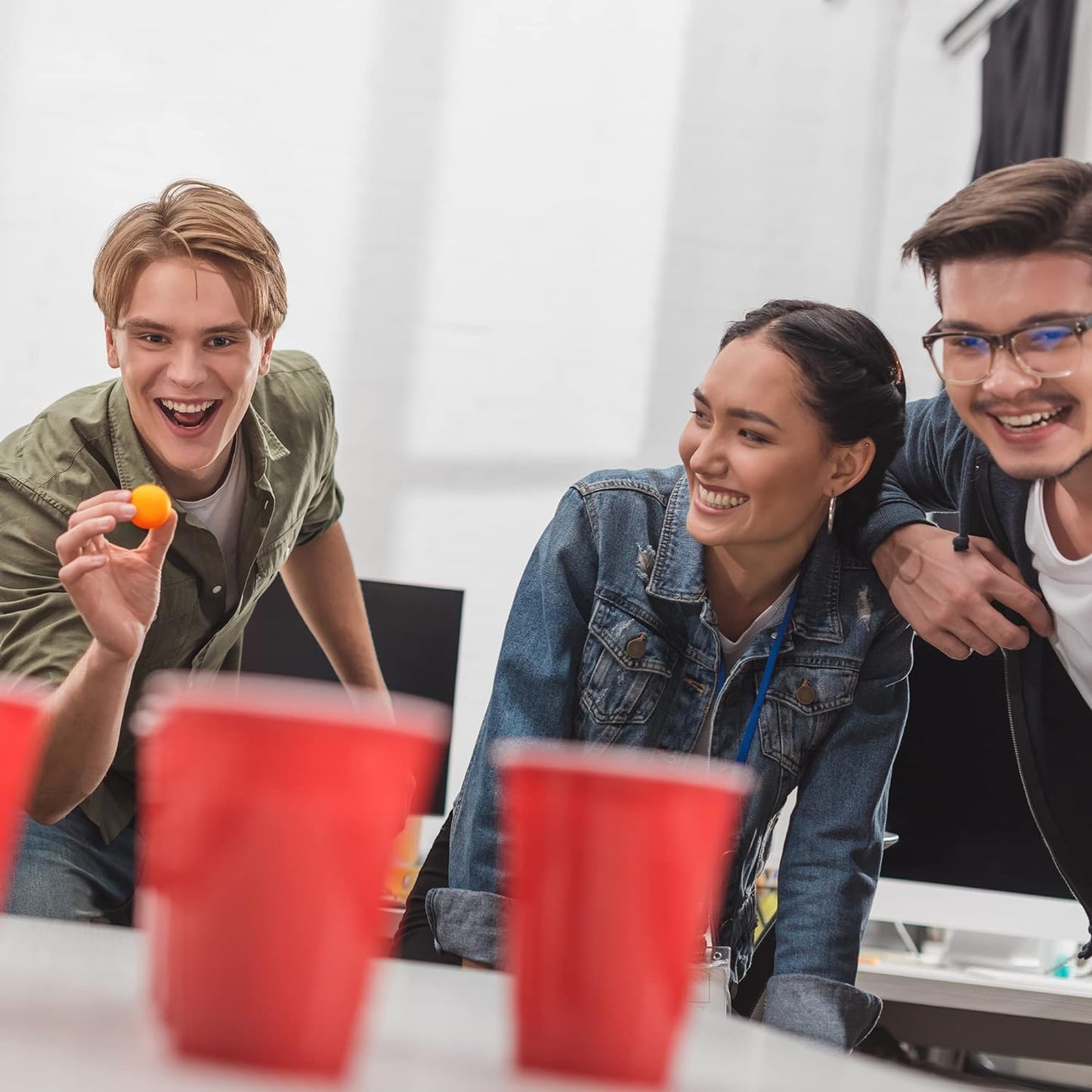 WORCOFY Cup Toss Game - 36 Reusable Plastic Cups and Balls Set - Versatile and Durable, Easy to Clean and Portable Tabletop Kit for Parties, Birthdays and Gatherings - Perfect for Indoor and Outdoor