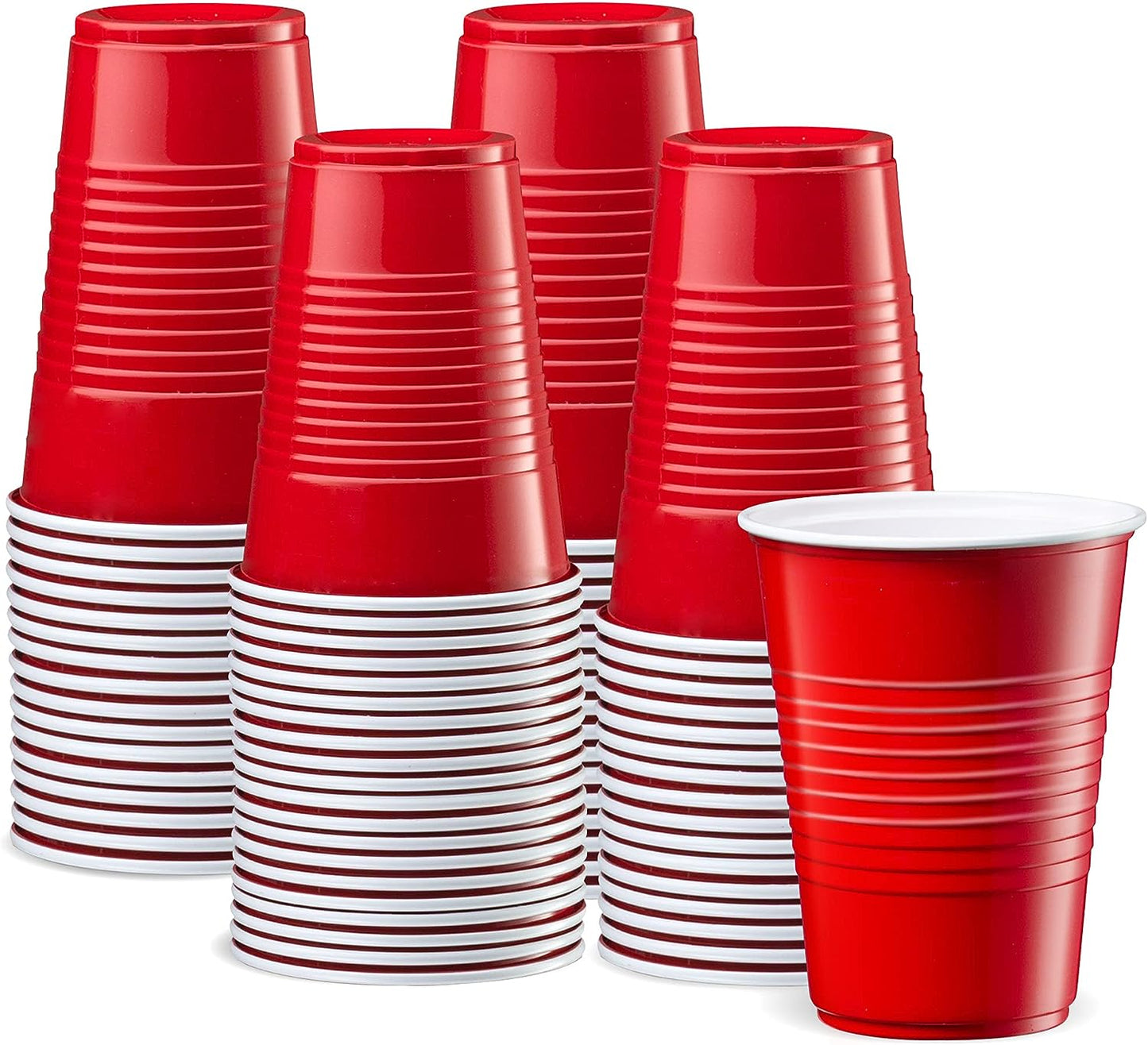 WORCOFY [50 Count] 9 oz. Disposable Party Plastic Cups - Assorted Colors Drinking Cups