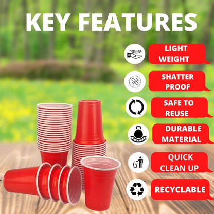 WORCOFY Red Plastic Cups Party - Red Cups 50Psc (12oz) Red Party Cups - Red Solo Cups for American Pie Games, Reusable PP Material Plastic Cups