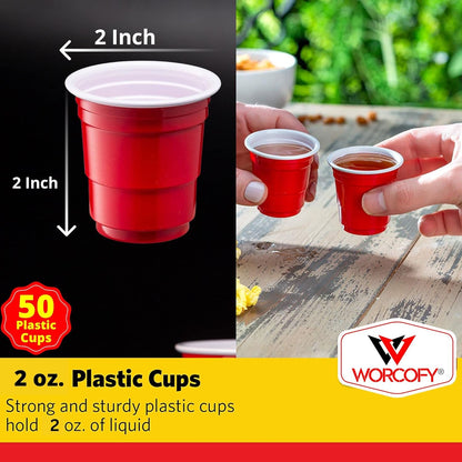 WORCOFY Red Solo Party Cups - 50PCS (12oz) for Christmas Party , Reuseable